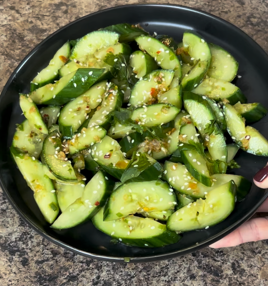 chili crunch cucumber salad